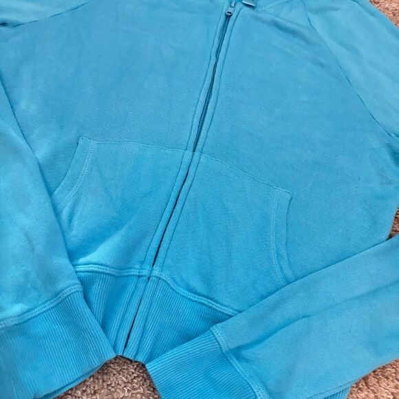 SKIMS Terry Modal Jersey Cyan Blue Cropped Jacket Medium - Picture 5 of 5